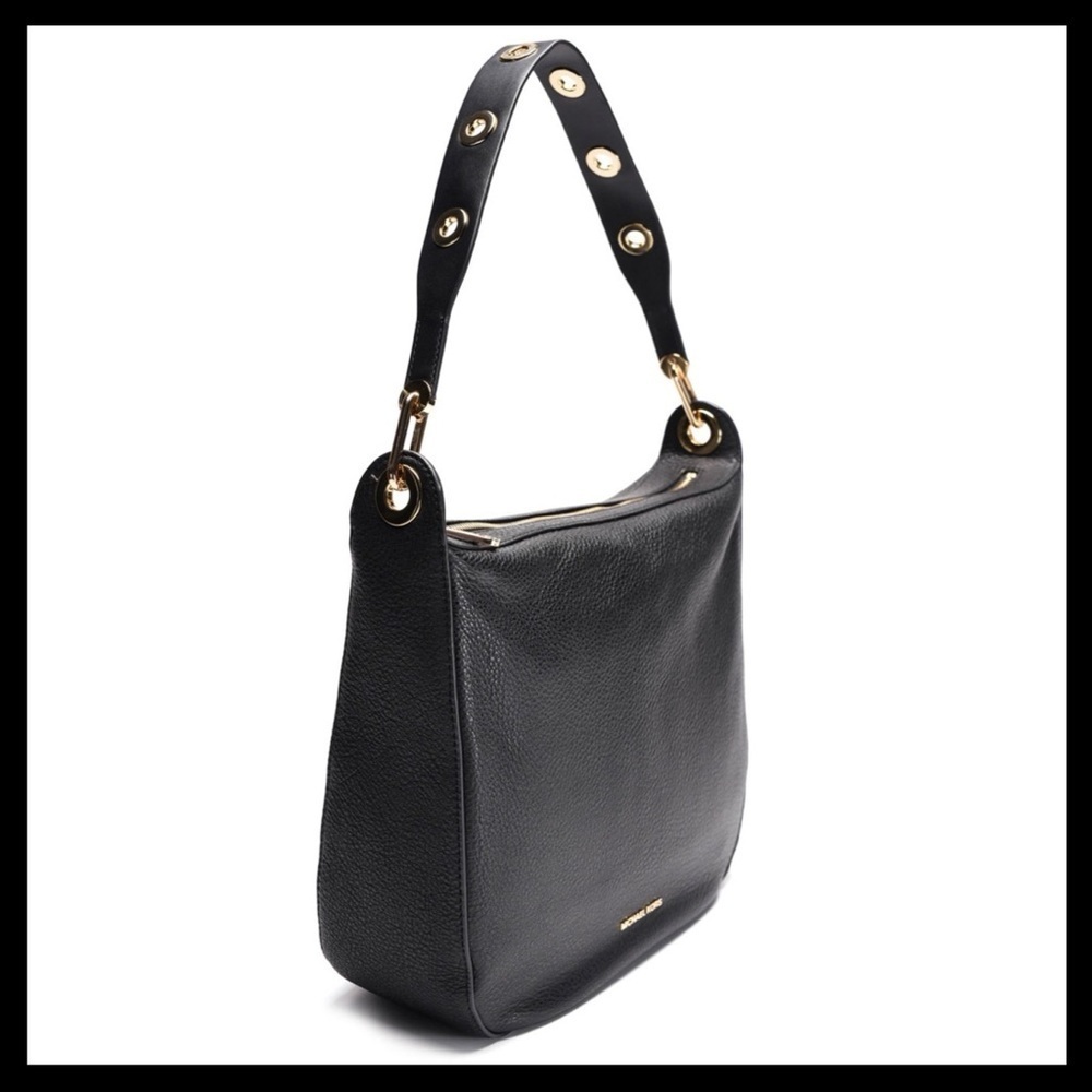 MICHAEL KORS Brooklyn Large Hobo Shoulder Bag Black Leather - Picture 5 of 9